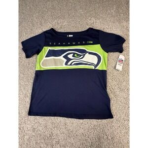 Seattle Seahawks NFL Team Apparel T-Shirt‎ Football Navy Green Womens XXL NWT